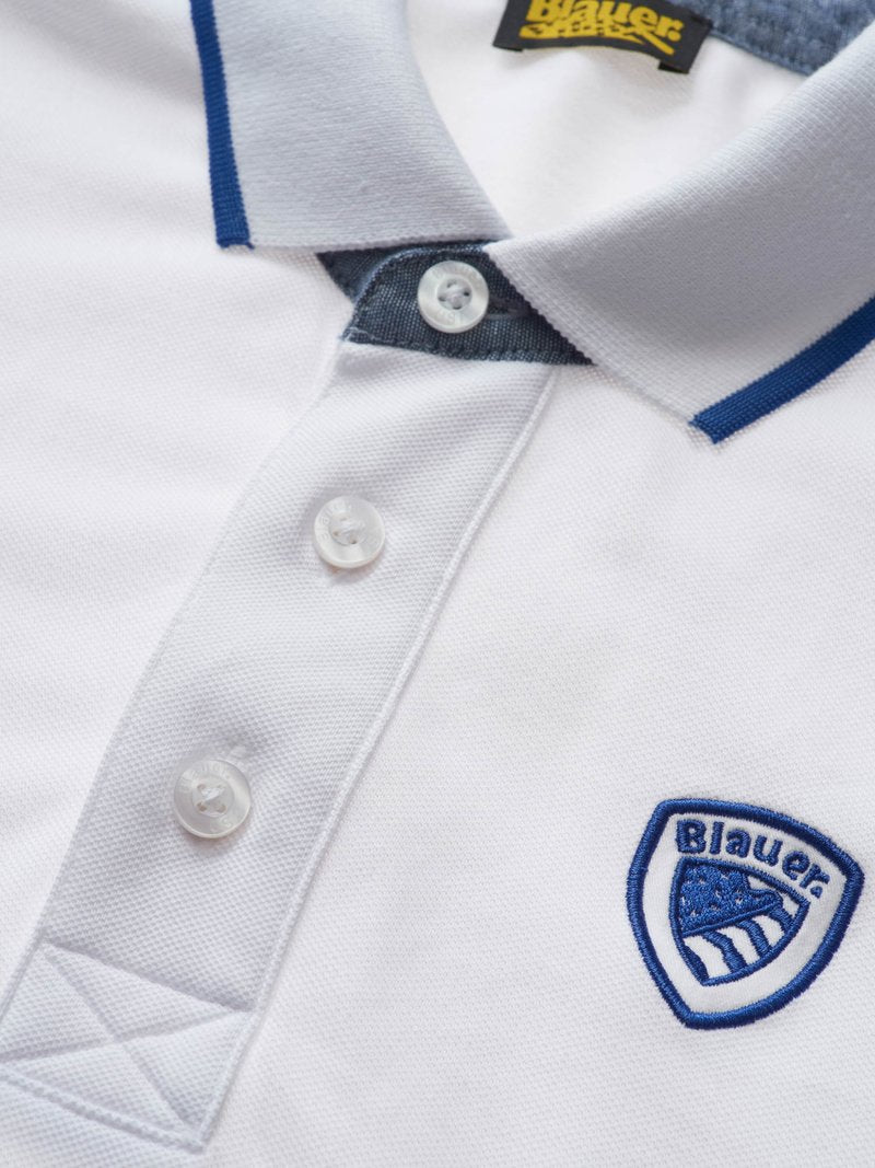 BLAUER
POLO CON INSERTI IN CHAMBRAY 24SBLUT02205 006817