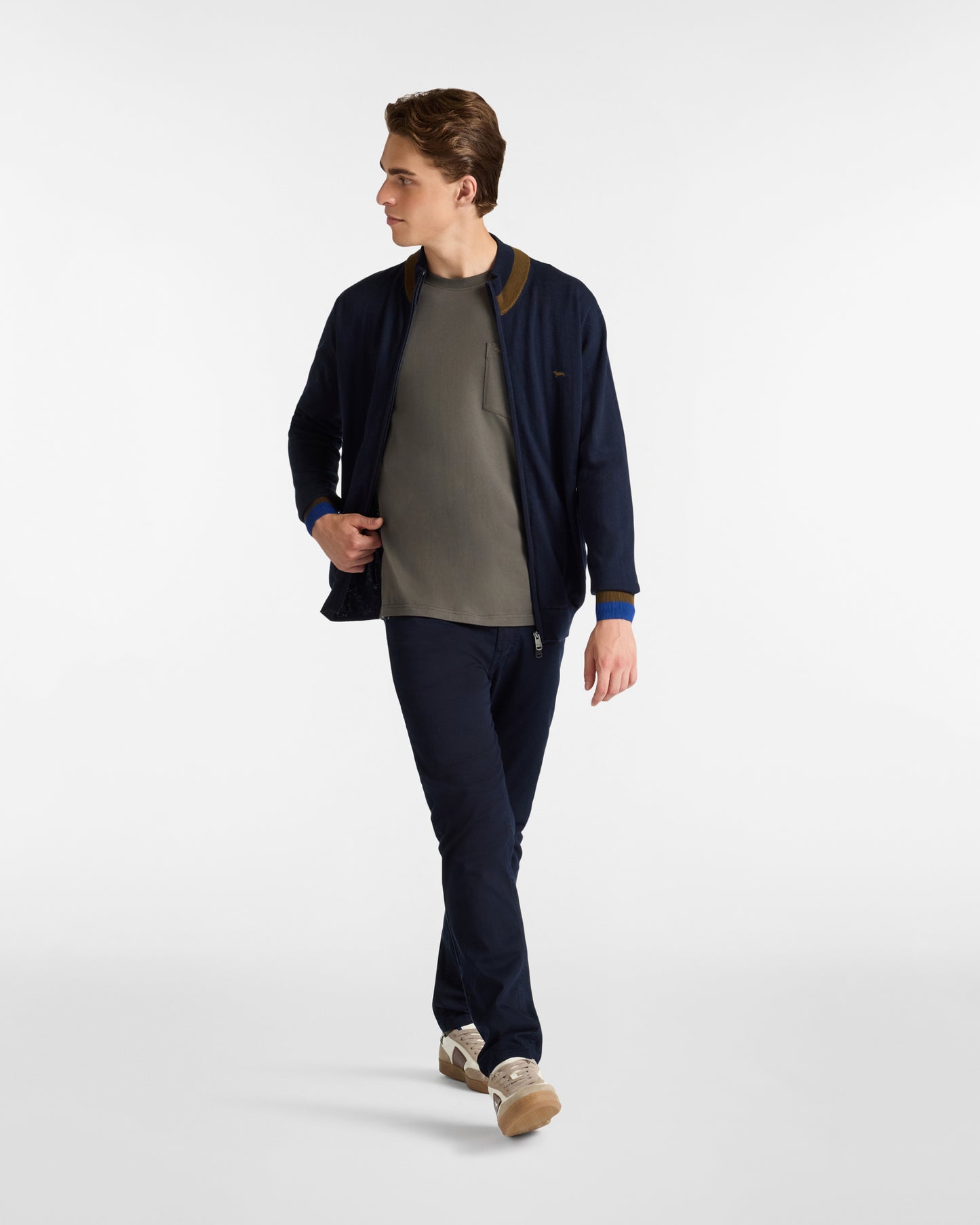 HARMONT&BLAINE
PULLOVER FULL ZIP CON DETTAGLI A CONTRASTO E LOGO RICAMATO HRP845 030788