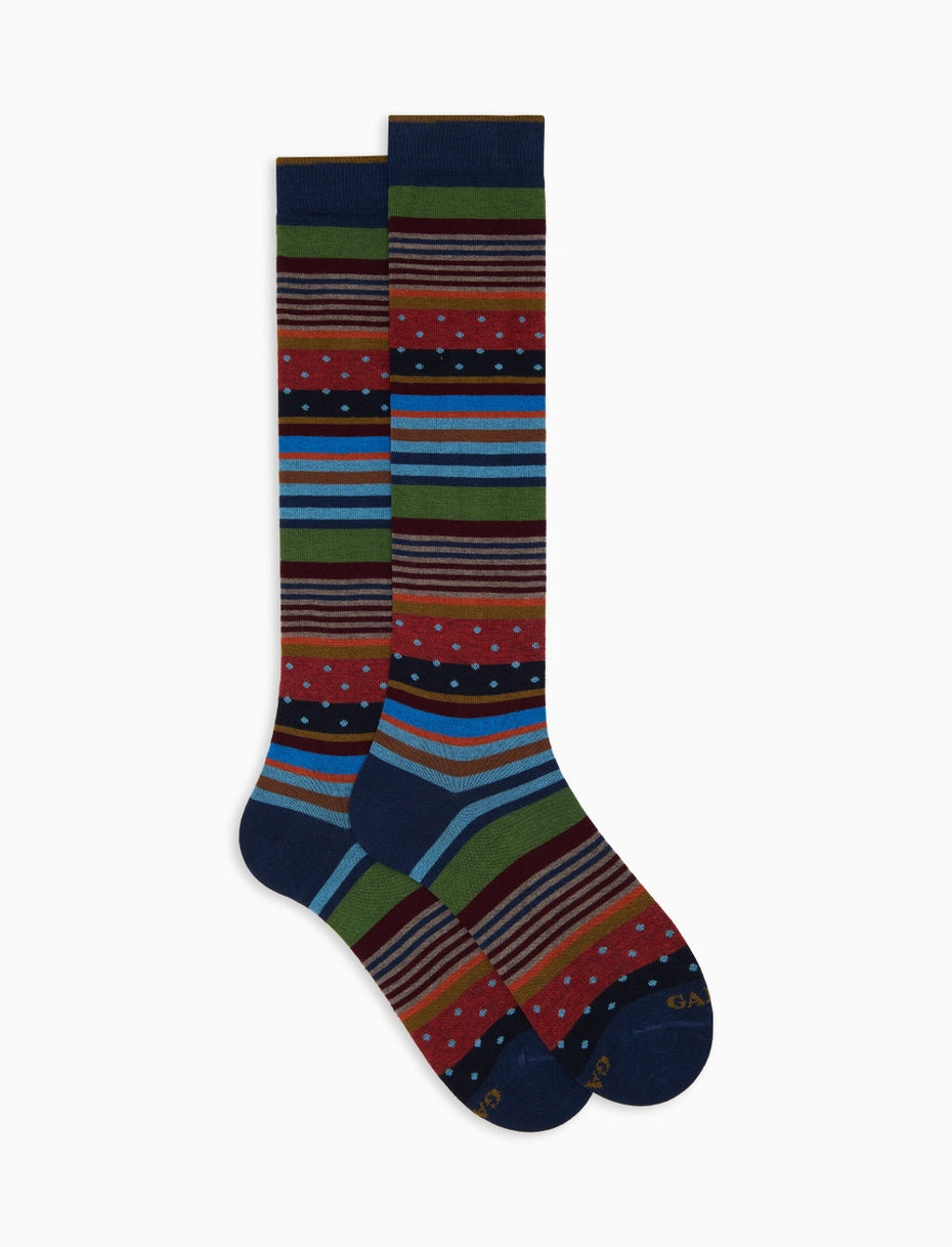 GALLO
CALZE LUNGHE UOMO IN COTONE FANTASIA MIX RIGHE E POIS AP512393