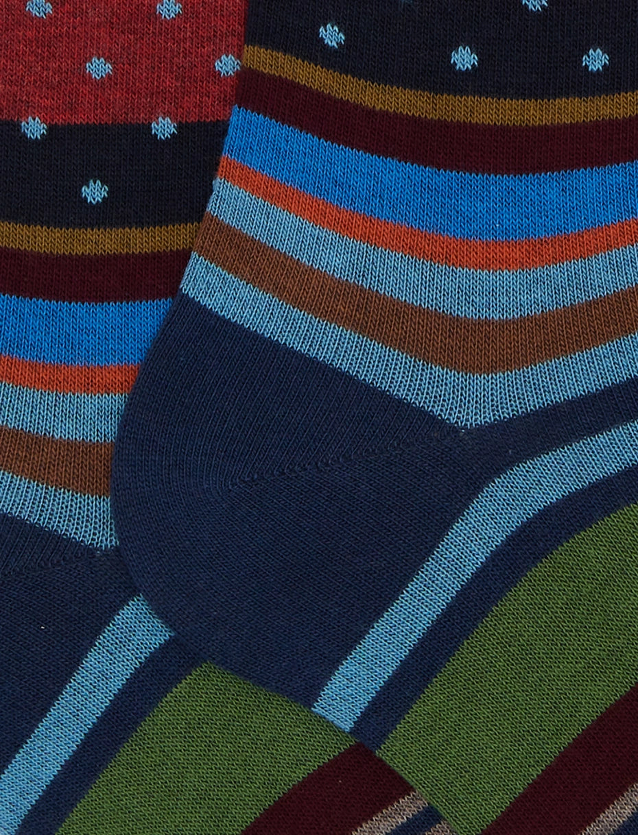GALLO
CALZE LUNGHE UOMO IN COTONE FANTASIA MIX RIGHE E POIS AP512393