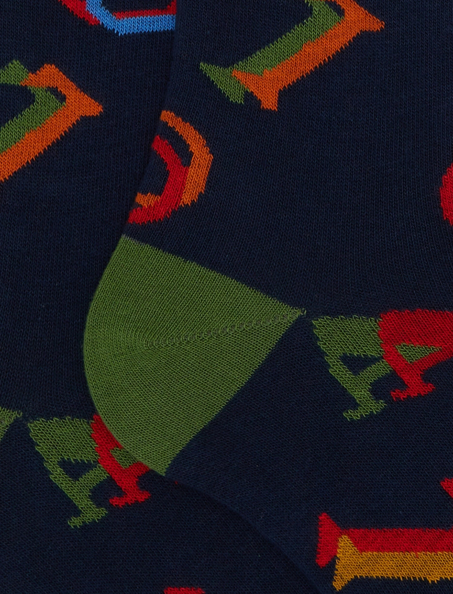 GALLO CALZE LUNGHE UOMO IN COTONE FANTASIA LETTERE COLORATE AP514286