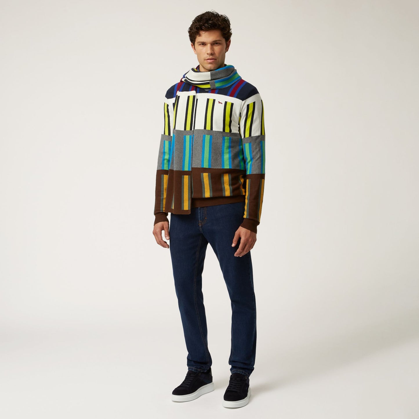 HARMONT&BLAINE
PULLOVER GIROCOLLO IN COTONE E LANA A STRISCE VERTICALI HRK601 030788