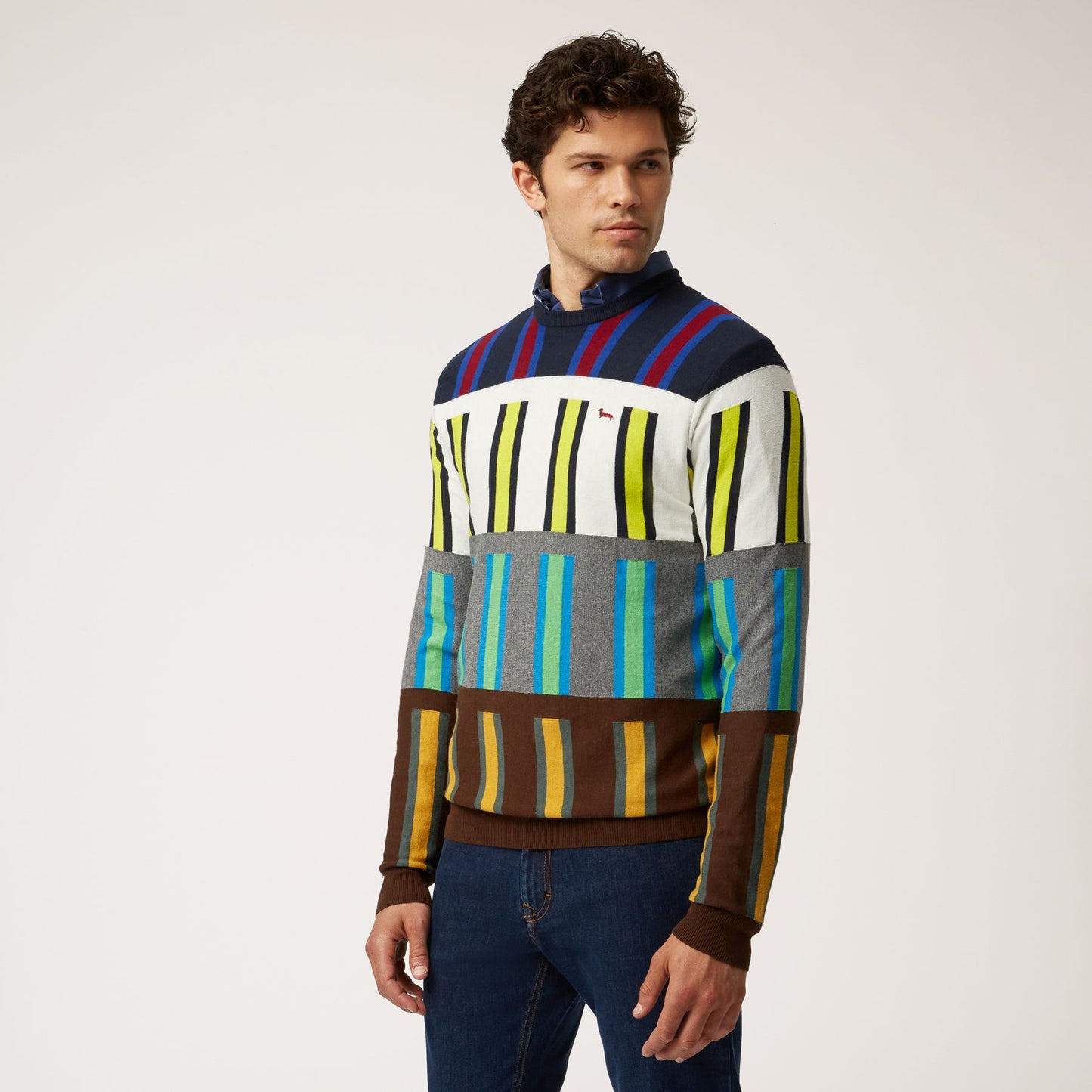 HARMONT&BLAINE
PULLOVER GIROCOLLO IN COTONE E LANA A STRISCE VERTICALI HRK601 030788