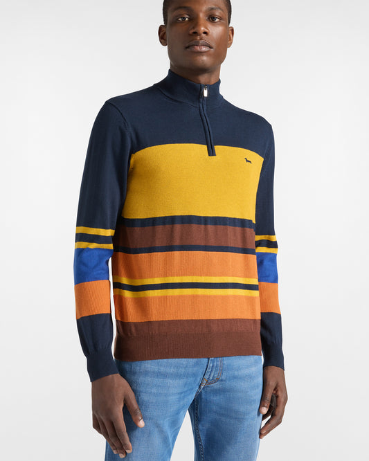 HARMONT&BLAINE
PULLOVER A MEZZA ZIP RIGATO HRP824 030788