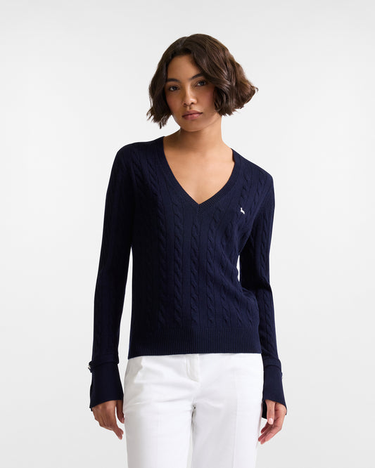 HARMONT&BLAINE
PULLOVER SCOLLO A V CON TRECCE H0PD50 031098