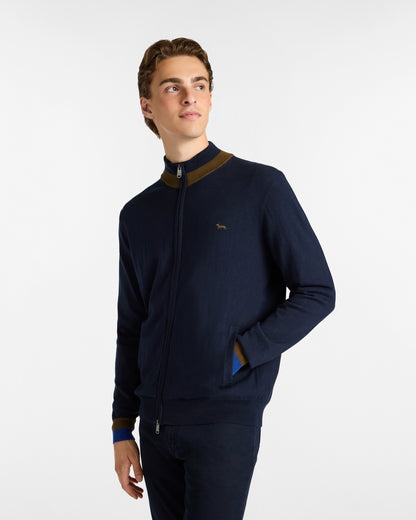HARMONT&BLAINE
PULLOVER FULL ZIP CON DETTAGLI A CONTRASTO E LOGO RICAMATO HRP845 030788