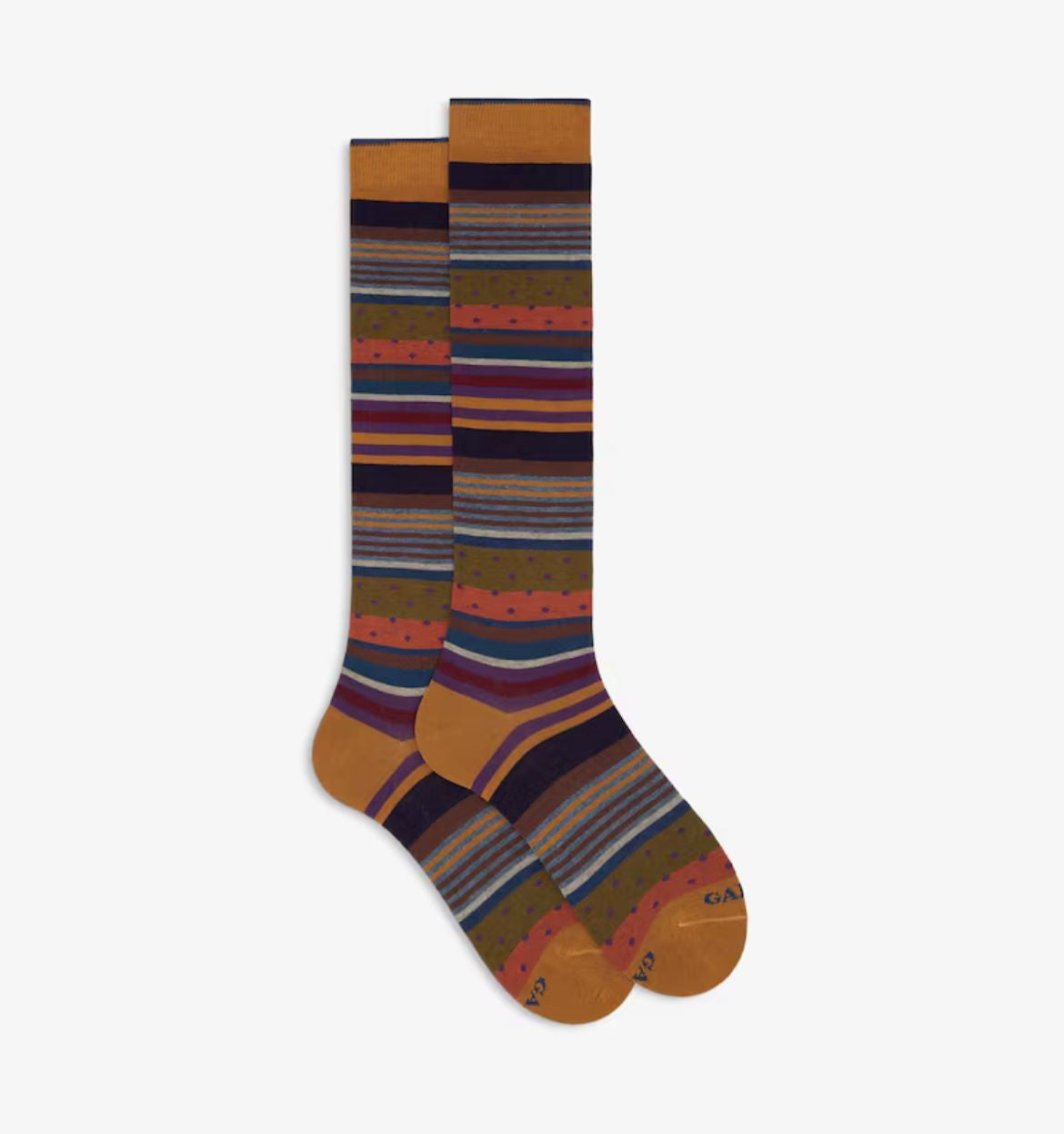 GALLO 
CALZE LUNGHE UOMO IN COTONE FANTASIA MIX RIGHE E POIS AP512393