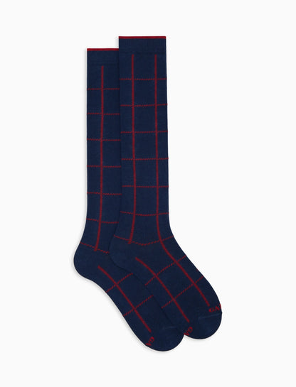 GALLO 
CALZE LUNGHE UOMO IN COTONE FANTASIA WINDOW PANE AP516382