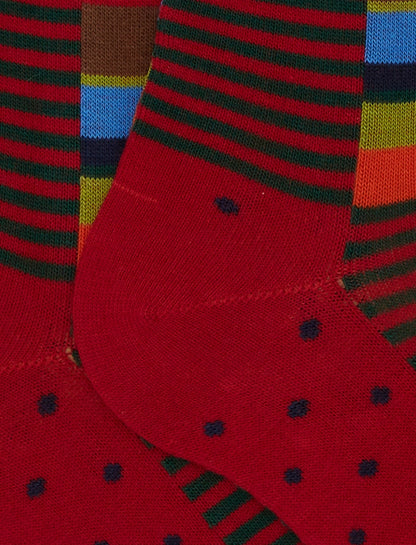 GALLO CALZE LUNGHE UOMO IN COTONE FANTASIA BLOCCHI MULTICOLOR, POIS E WINDSOR AP514480